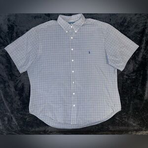 Polo Ralph Lauren Shirt Mens 2XB Blue Green Gingham Check Button Down Blue Pony